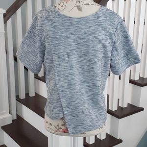 ^ Tout a Coup heathered blue back crossover top